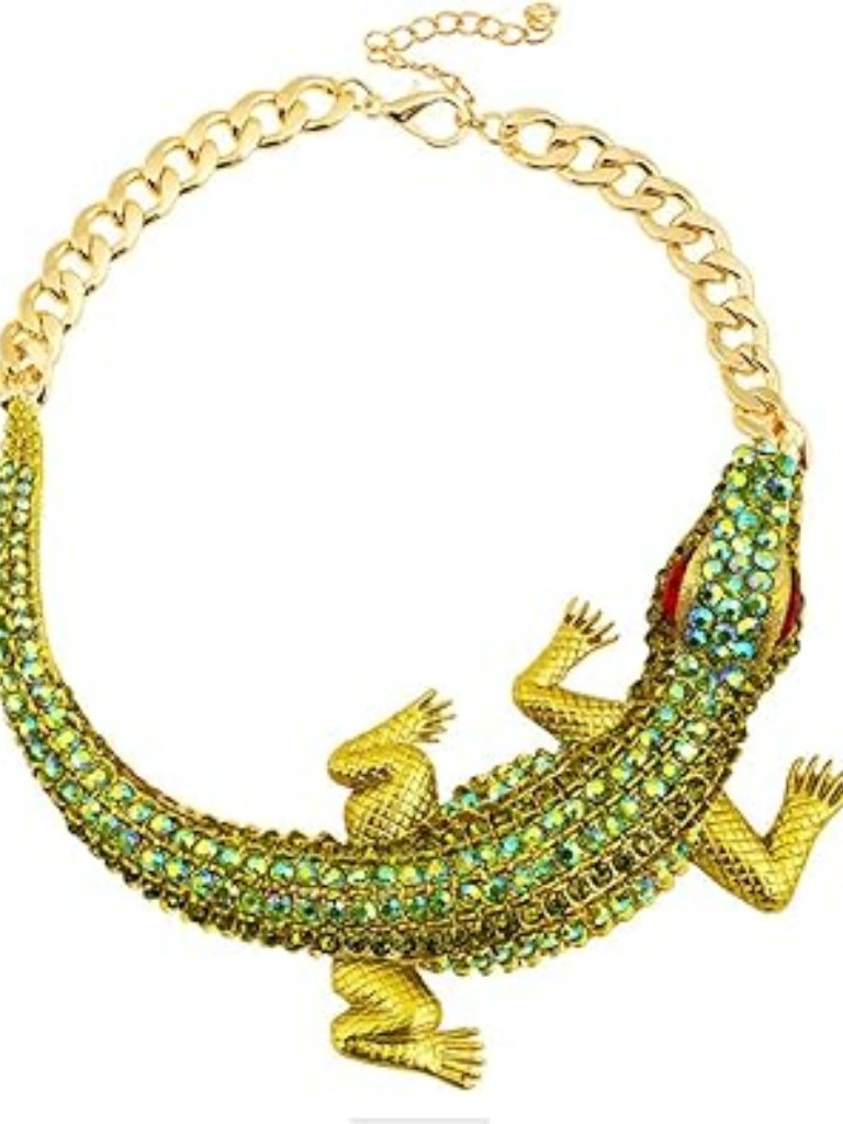 New Stylish Crystal Gator Statement Necklace Fashion Rhinestone Alligator